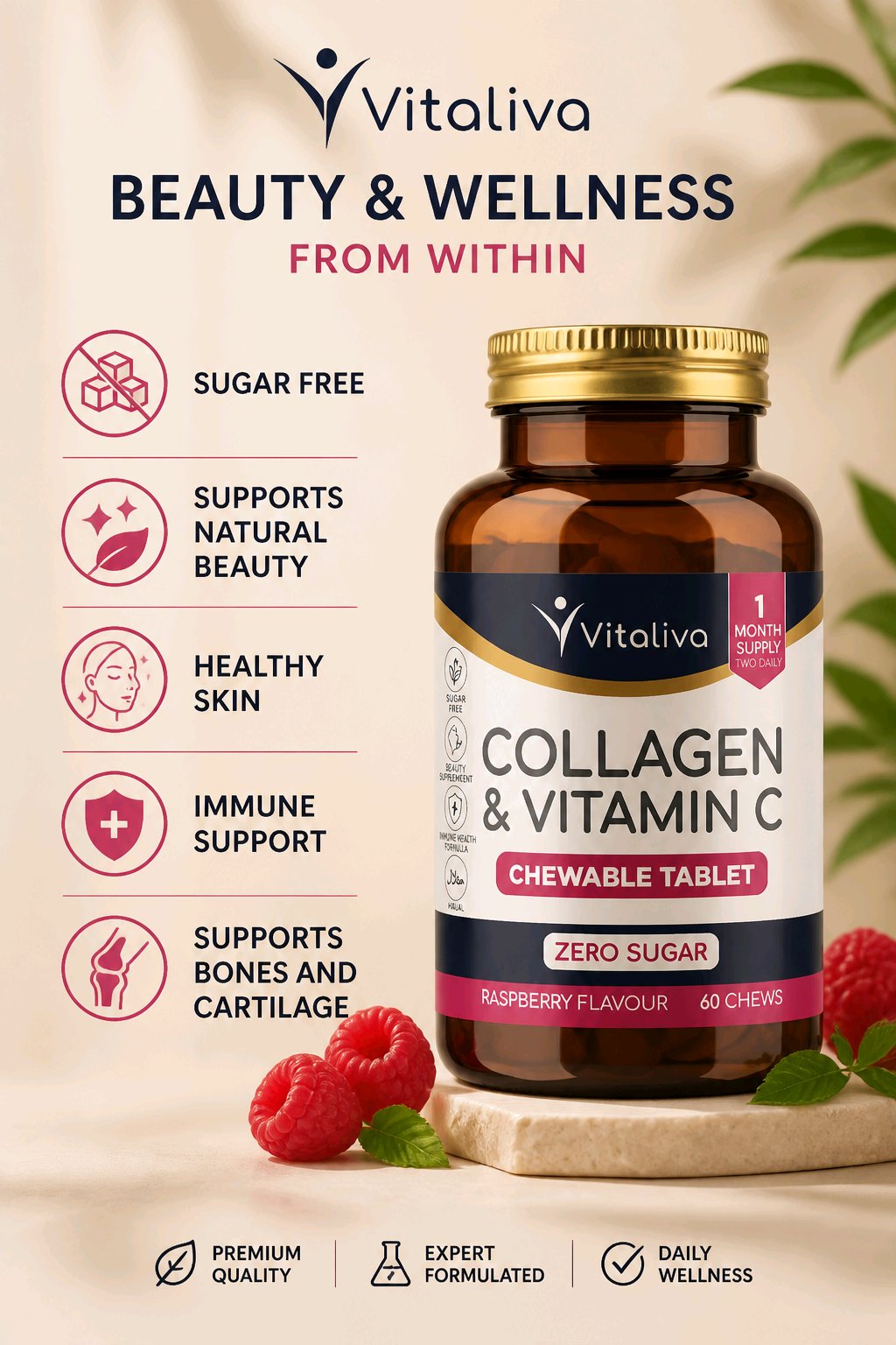 NEW Chewable Collagen & Vitamin C Tablets (60)
